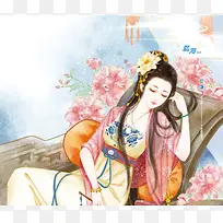 古风优雅美女手绘插画-空若网 古风优雅美女手绘插画-空若网