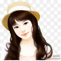 手绘带帽可爱美女-空若网 手绘带帽可爱美女-空若网