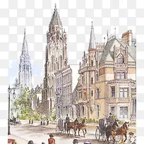 欧式彩色古典建筑-空若网 欧式彩色古典建筑-空若网