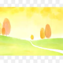 清新金秋美景插画-空若网 清新金秋美景插画-空若网