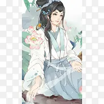 古风清纯无邪手绘插画-空若网 古风清纯无邪手绘插画-空若网