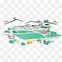 手绘旅游插画-空若网 手绘旅游插画-空若网