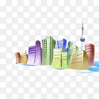 手绘彩色建筑装饰-空若网 手绘彩色建筑装饰-空若网