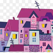 彩色手绘欧式建筑-空若网 彩色手绘欧式建筑-空若网