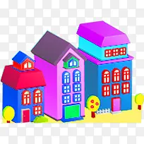 粉色可爱手绘建筑-空若网 粉色可爱手绘建筑-空若网