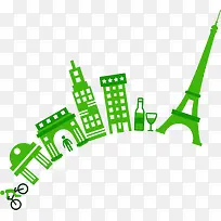 手绘时尚建筑插图-空若网 手绘时尚建筑插图-空若网