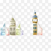 手绘彩色建筑唯美-空若网 手绘彩色建筑唯美-空若网