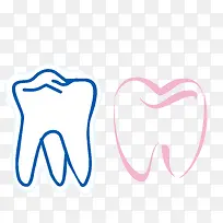 手绘卡通牙齿矢量图-空若网 手绘卡通牙齿矢量图-空若网
