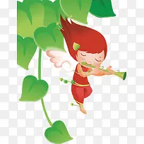 吹笛卡通插画天使-空若网 吹笛卡通插画天使-空若网