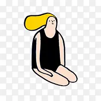 卡通插画头发飘飘的女孩-空若网 卡通插画头发飘飘的女孩-空若网