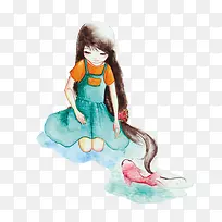 卡通手绘小女孩-空若网 卡通手绘小女孩-空若网