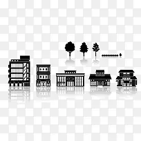 城市建筑 剪影 扁平化 黑色剪影-空若网 城市建筑 剪影 扁平化 黑色剪影-空若网