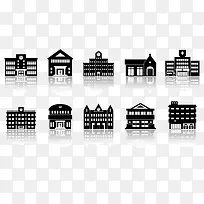 城市建筑 剪影 扁平化 黑色剪影-空若网 城市建筑 剪影 扁平化 黑色剪影-空若网