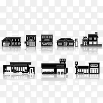 城市建筑 剪影 扁平化 黑色剪影-空若网 城市建筑 剪影 扁平化 黑色剪影-空若网