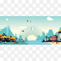 卡通扁平化城市图-空若网 卡通扁平化城市图-空若网