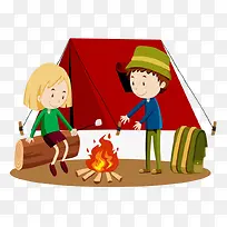卡通夏令营野炊插画-空若网 卡通夏令营野炊插画-空若网
