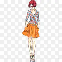 矢量手绘时尚女孩-空若网 矢量手绘时尚女孩-空若网