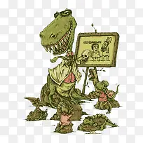 军绿色恐龙插画-空若网 军绿色恐龙插画-空若网