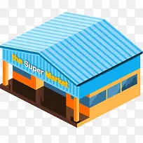 矢量建筑插画设计超市-空若网 矢量建筑插画设计超市-空若网