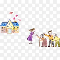 爱心建筑工程人物插画-空若网 爱心建筑工程人物插画-空若网