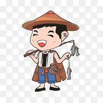 卡通年轻渔民-空若网 卡通年轻渔民-空若网