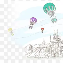 手绘彩色城市风景-空若网 手绘彩色城市风景-空若网