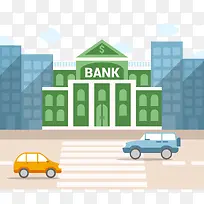 扁平化清新银行建筑矢量图下载-空若网 扁平化清新银行建筑矢量图下载-空若网