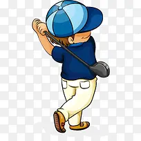卡通男孩打高尔夫-空若网 卡通男孩打高尔夫-空若网