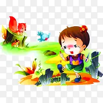 手绘可爱野外男生-空若网 手绘可爱野外男生-空若网