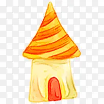 创意彩绘风格高清橙色房子高清合成-空若网 创意彩绘风格高清橙色房子高清合成-空若网