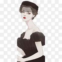 手绘时尚名媛插画-空若网 手绘时尚名媛插画-空若网