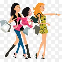 时尚可爱手绘购物女性-空若网 时尚可爱手绘购物女性-空若网