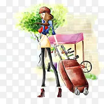 手绘时尚旅行人物-空若网 手绘时尚旅行人物-空若网