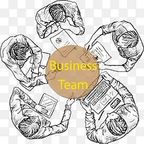 商务团队俯视图矢量素材-空若网 商务团队俯视图矢量素材-空若网