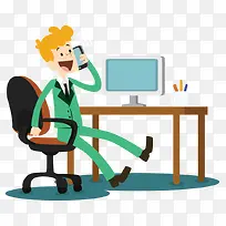 矢量插画办公卡通打电话-空若网 矢量插画办公卡通打电话-空若网