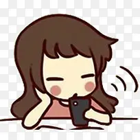 卡通手绘打电话的女孩-空若网 卡通手绘打电话的女孩-空若网