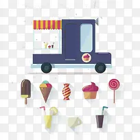 扁平化 餐车 食物-空若网 扁平化 餐车 食物-空若网