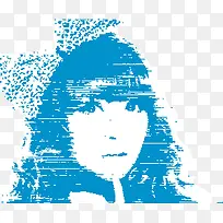 蓝色水彩女孩手绘-空若网 蓝色水彩女孩手绘-空若网