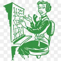 绿色复古时尚美女-空若网 绿色复古时尚美女-空若网