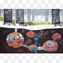 创意森林及地下空间背景图案-空若网 创意森林及地下空间背景图案-空若网