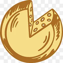 奶酪饼黄色矢量卡通手绘-空若网 奶酪饼黄色矢量卡通手绘-空若网