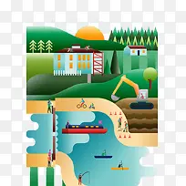 创意扁平城市建设-空若网 创意扁平城市建设-空若网