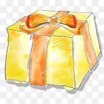 手绘黄色水彩礼盒-空若网 手绘黄色水彩礼盒-空若网