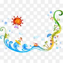 手绘创意夏日海洋-空若网 手绘创意夏日海洋-空若网