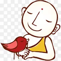 手绘卡通可爱和尚-空若网 手绘卡通可爱和尚-空若网