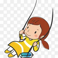 手绘卡通荡秋千女孩矢量图-空若网 手绘卡通荡秋千女孩矢量图-空若网