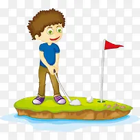卡通手绘人物打高尔夫-空若网 卡通手绘人物打高尔夫-空若网
