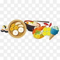 手绘卡通各种食物-空若网 手绘卡通各种食物-空若网