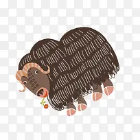 扁平化卡通小动物 牦牛-空若网 扁平化卡通小动物 牦牛-空若网