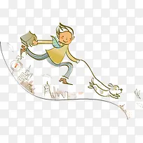 卡通插画人物遛狗-空若网 卡通插画人物遛狗-空若网